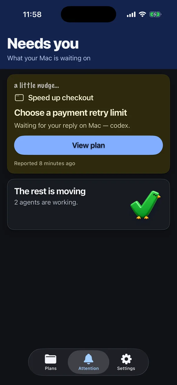 Needs you tab showing a plan waiting for a reply